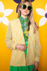 Vintage 1970s Yellow Blazer Jacket -