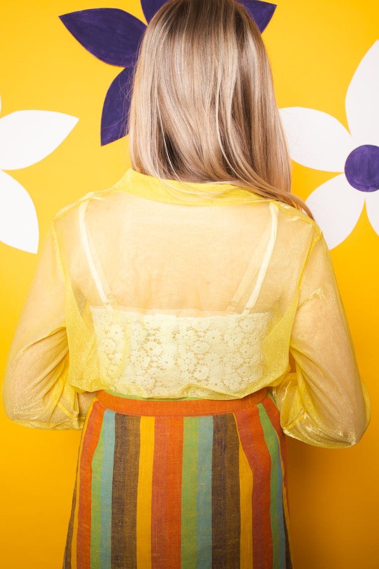 Vintage 1970s Yellow Sheer Organza Blouse -