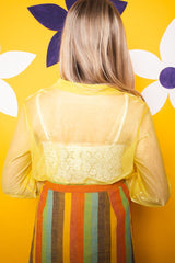 Vintage 1970s Yellow Sheer Organza Blouse -