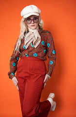 Vintage 70s Red Wide Leg Trousers -