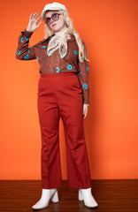Vintage 70s Red Wide Leg Trousers -