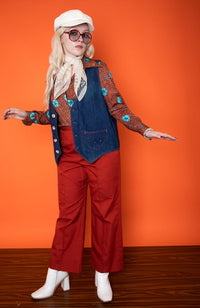 Vintage 70s Red Wide Leg Trousers -