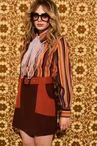Viola Lee Retro Stripe Sheer Blouse - Blouses & Tops