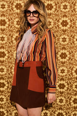 Viola Lee Retro Stripe Sheer Blouse - Blouses & Tops