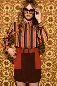 Viola Lee Retro Stripe Sheer Blouse - Blouses & Tops