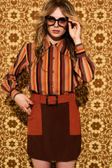 Viola Lee Retro Stripe Sheer Blouse - Blouses & Tops