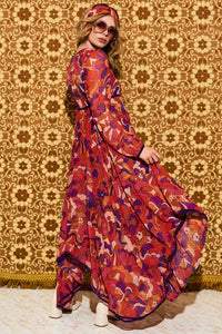 Voodoo Child Psychedelic Cloud Trimmed Midi Dress - Dresses