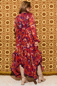 Voodoo Child Psychedelic Cloud Trimmed Midi Dress - Dresses