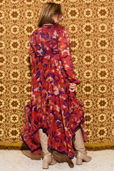 Voodoo Child Psychedelic Cloud Trimmed Midi Dress - Dresses