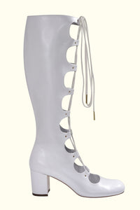 Whole Lotta Trouble White Lace Up Boots - Footwear