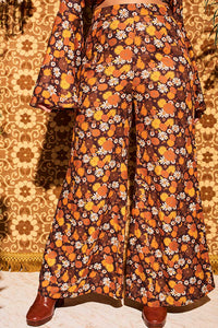 Wiggle Wiggle Brown Floral Wide Leg Trousers - Trousers
