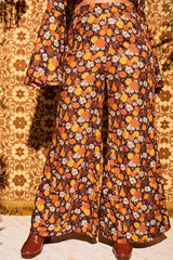 Wiggle Wiggle Brown Floral Wide Leg Trousers - Trousers