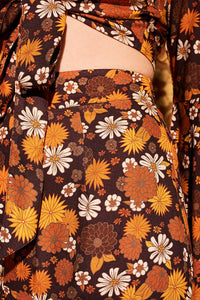 Wiggle Wiggle Brown Floral Wide Leg Trousers - Trousers