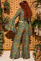Wiggle Wiggle Green Paisley Wide Leg Trousers - Trousers