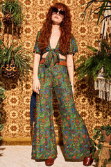 Wiggle Wiggle Green Paisley Wide Leg Trousers - Trousers