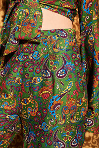 Wiggle Wiggle Green Paisley Wide Leg Trousers - Trousers